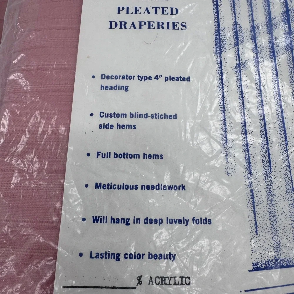 Vintage Pinch‎ Pleated Draperies Set 2 Panels Pink 84